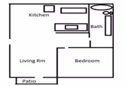 1 Bed 1 Bath floor plan